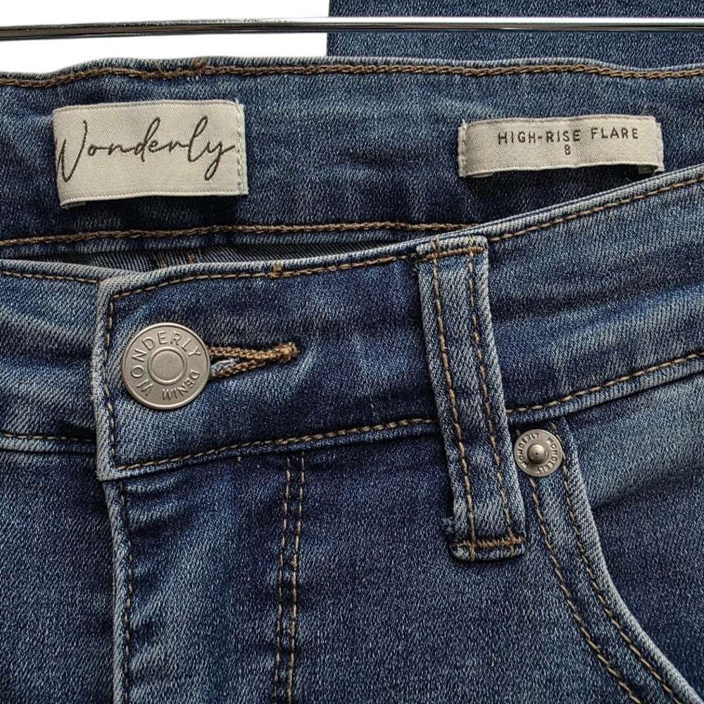 Wonderly Women High Rise Flare Jeans Dark Wash Size 8 Long‎